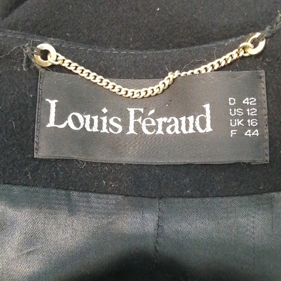 Louis Feraud Wool Angora Long Black Winter Coat Size 12 - Picture 10 of 15